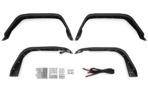 Jeep Gladiator JT Fender Flares - Front - DV8 Offroad - Slim, Micro-texture, Dual Stage Daytime Running Lights - Black - `20-`23